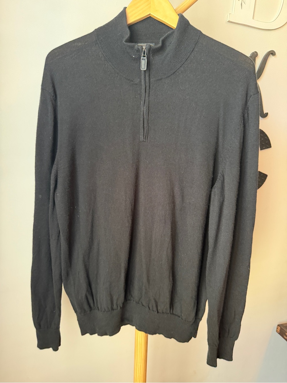 Jos A Bank Merino Wool 1/4 Zip Traveller Sweater Black Long Sleeve Men’s XXL
